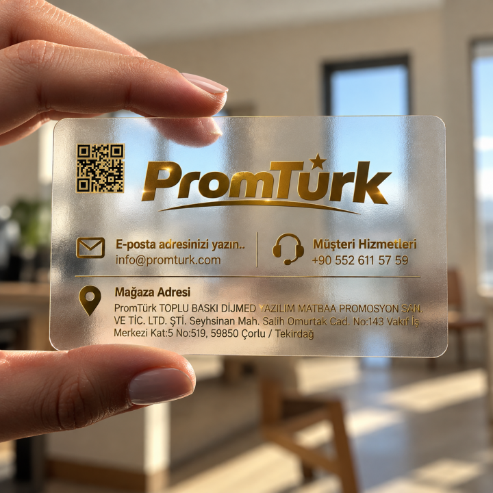 Altın Varaklı Şeffaf Kartvizit